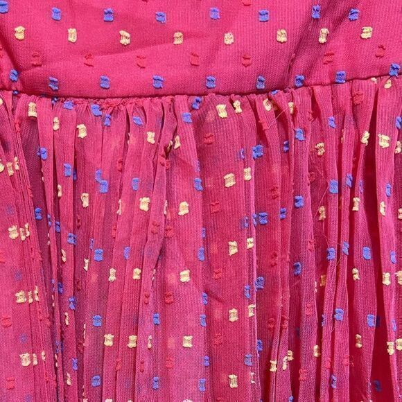 ASOS Double Strap Pleated Square Patterned Maxi Length Dress Pink Size 4 - Picture 5 of 7